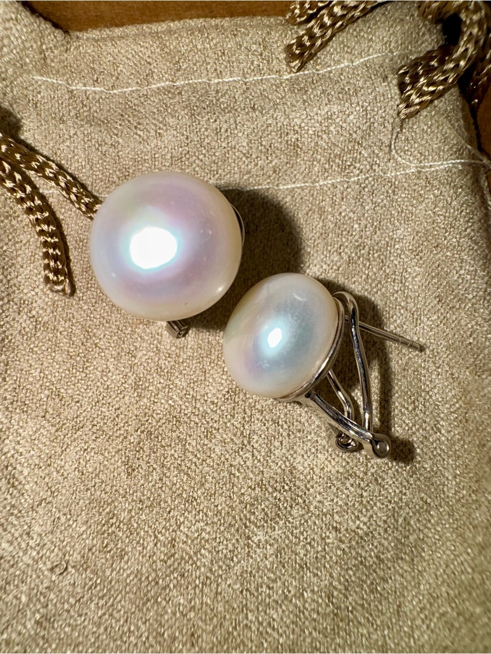 White Freshwater Pearl Rhodium over Sterling Silver Earrings
